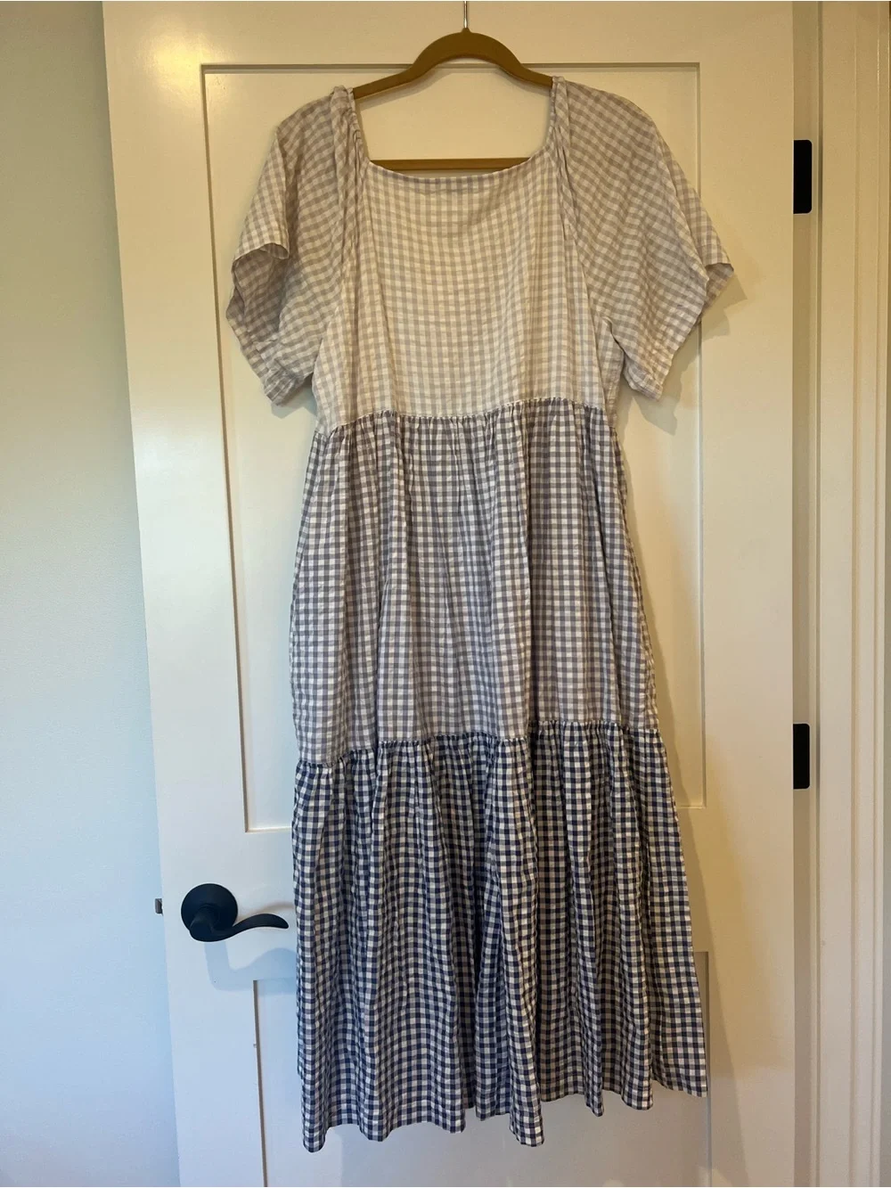 Madewell Patchwork Gingham Midi Dress - Picture 6 of 9